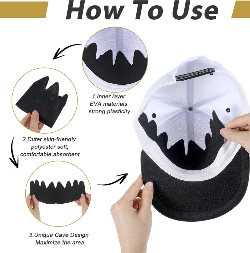 ValueBargain 12Pcs Hat Shaper Insert, 10 * 4 Inch No Sweat Hat Liners for Men for Baseball Caps & Sun Hats, Washable Reusable Hats Shaper Insert, Black - Image 4
